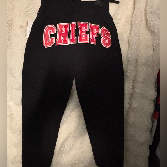 Kansas City Chiefs Black Track Pants with Eye and Logo Patch NFL Brand - Picture 6 of 6